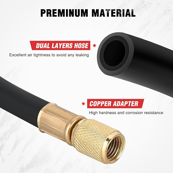 Nilight Fuel Pressure Gauge Tester Kit with Quick Connected Hose, 0-100 PSI Fuel Pressure Tester Tool with 6.30 7.89 9.49 Fuel Line Fittings, 4PCS