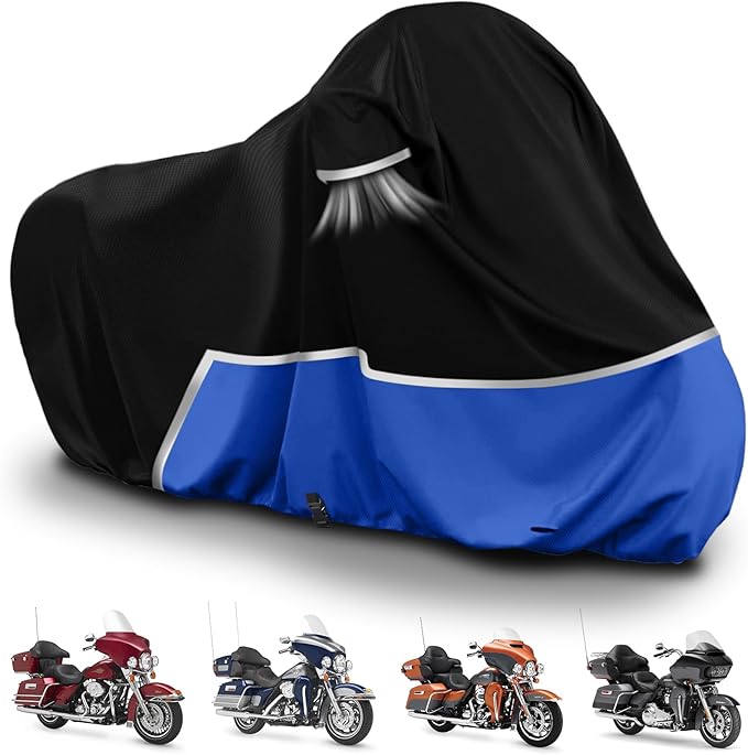 Waterproof Motorcycle Cover Replace for Harley Davidson Touring Limited with Trunk Models, 420D Oxford Cloth Road Glide Limited, Ultra Motorcycle Cover for Snow Rain Dust Protection
