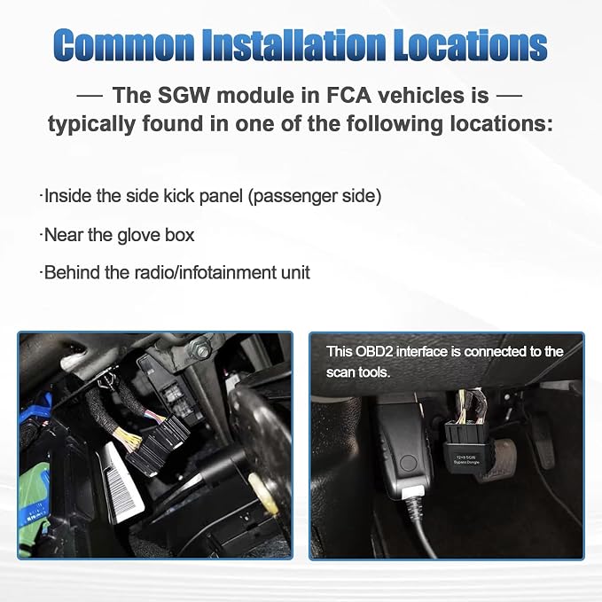 OBD2 FCA 12 8 Bypass Dongle, 12+8 Pin Adapter Connector for Chrysler FCA Security Gateway Module(SGM), Compatible with 2018 and Newer Vehicles,Work with OBD Diagnostic Scanner Tools/Code Reader