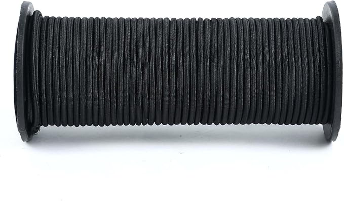 Marine Grade Bungee Cords Heavy Duty Outdoor - 1/8" x 100ft Bungee Cord Roll - 100% Stretch Elastic Cord and Absorbent Bungee Shock Cord for Kayak Deck, Camping, Crafting