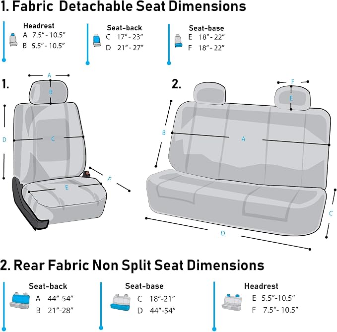 FH Group Unique Flat Cloth Car Seat Covers w. Steering Wheel Cover and seat Belt Pads- Universal Car, Truck, SUV, or Van Beige/Black