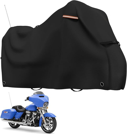 Roasivi Motorcycle Covers Waterproof Outdoor Storage for Harley Davidson Touring Models Heavy Duty Cover for General Motorcycle 98" L x 43" W x 55" H Black