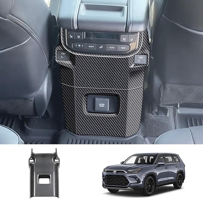 Rear Air Condition Vent Outlet Rear Defense Kick Outlet Compatible with Toyota Grand Highlander 2024 2025 2026 Fit for 2024-2026 Grand Highlander ABS Accessories(Carbon Fiber)