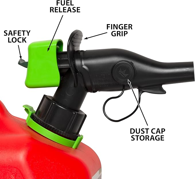 Scepter FR1G152 Fuel Container with Spill Proof Smart Control Spout with Bonus Spout Extender, Red Gas Can, 1 Gallon