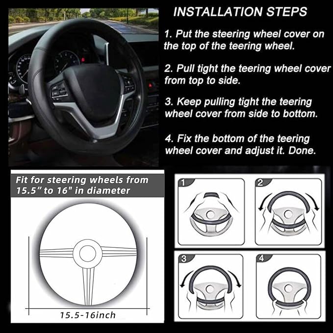 Valleycomfy Microfiber Leather Steering Wheel Cover Large-Size for F150 F250 F350 Ram 4Runner Tacoma Tundra Range Rover Model S X with 15 1/2 inches-16 inches Outer Diameter (Brown)