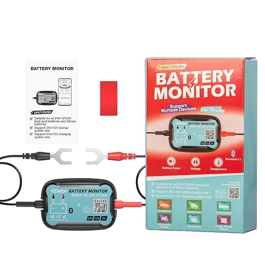 6V 12V 24V Bluetooth Battery Monitor BM7–Work for All Lead-Acid & Lithium Battery with Charging, Cranking System Test & Auto Alarm – Waterproof Voltmeter for Cars, Vans, Trucks, Motorcycles, Boats