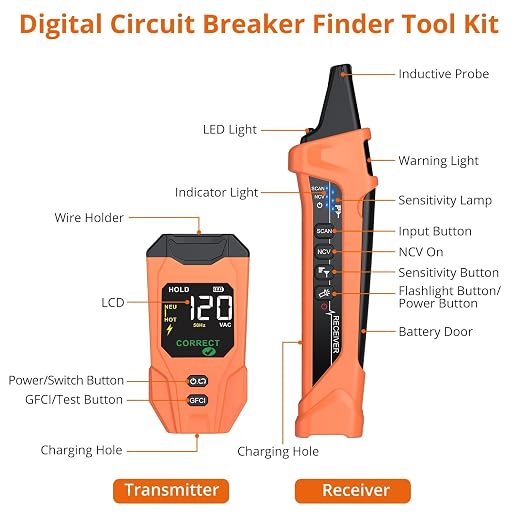 Proster Circuit Breaker Finder - Electrical Circuit Tracer with LCD Display and GFCI Outlet Tester, NCV Voltage Detector & Flashlight, All-in-One Electrical Tracer Kit for 90-135V AC (US Standard)