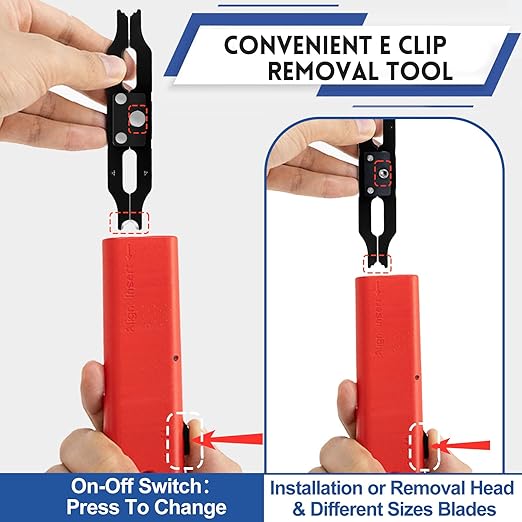 E Clip Tool, E Clips Removal and Installation Assortment Kit Tool Set, Exchangeable 4 Sizes (3/4/5/6mm) Clip Rings Kit & 40Pcs E Clips