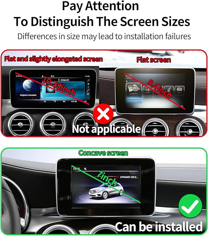 Wireless Charging Car Phone Holder for Mercedes Benz GLC-Class 2016-2019 / C-Class 2015-2018, 7" Screen Fixed Clip, 360° Rotation Car Phone Mount Compatible with MagSafe