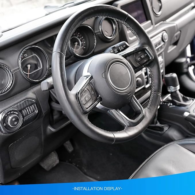 Barong for Jeep Wrangler JL JLU Gladiator JT 2018-2023 Accessories Interior Decoration Steering Wheel Gear Cup Holder Door Panel AC Air Vent Reading Light Cover 23PCS Full Set (Carbon Fiber)