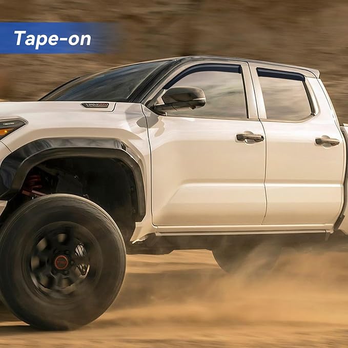 Window Visors Rain Guards for 2024 2025 2026 Toyota Tacoma Double Cab, Out-Channel Window Vent Wind Deflectors Visors Shades for 24 25 26 Tacoma 4 Full-Size Cab