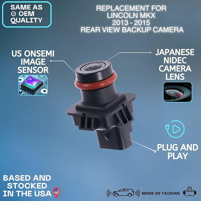 Backup Camera for 2013 2014 2015 Lincoln MKX | Rear Tailgate, Parking View Cam Replaces OE part EA1Z-19G490-A DA1Z-19G490-A, reverse parking assist backup monitor hd video