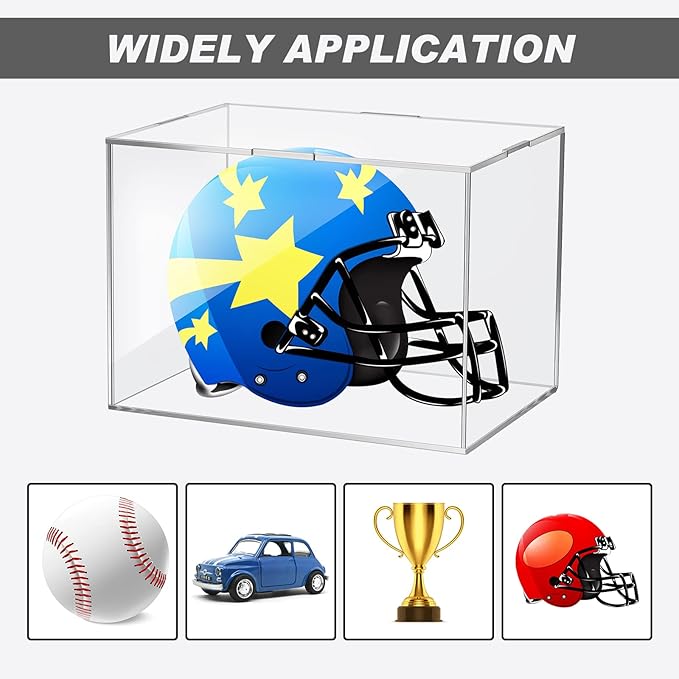 Taiyin 8 Pcs Mini Helmet Display Case, Acrylic Clear Mini Football/ Helmet Display Box Plastic Mini Helmet Protection Holder for Collecting Sports Memorabilia Toy 5 x 5 x 7''