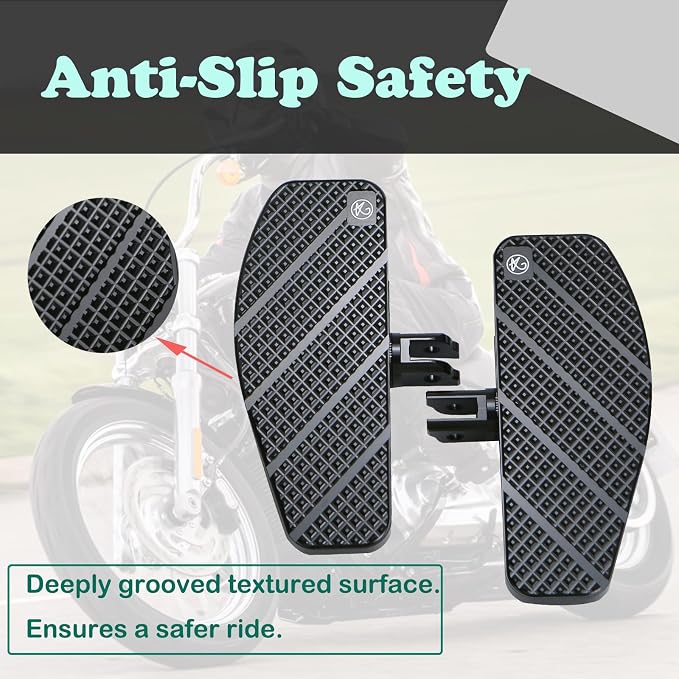 8.0“ Black Mini Footboards for Harley Davidson 2018-2024 FX Softail Breakout, Street Bob, FXDR 114, Fat Bob, Low Rider/S/ST, Softail Standard – Non-Slip Floorboards for Enhanced Comfort