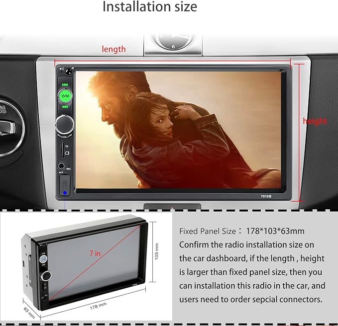 UNITOPSCI Double Din Car Stereo 7 Inch Touch Screen Car Audio Radio with Bluetooth Audio Hands-Free Calls Backup Camera FM Radio Receiver Car MP5 Player Support Mirror Link AUX-in USB TF Input
