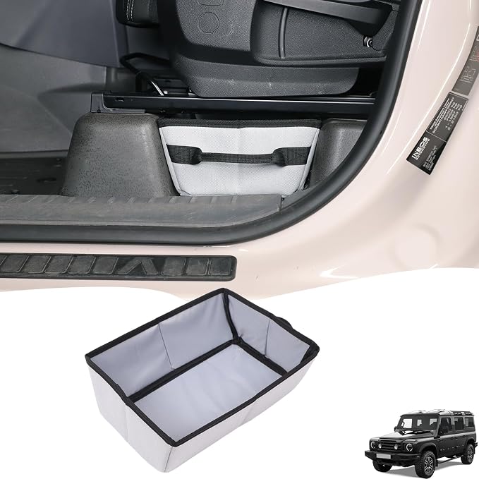 Car Front Under Seat Storage Organizer Compatible with Ineos Grenadier 2020-2025 Oxford Cloth Under Seat Storage Box Interior Accessories,Applicable to both left and right. (grey)