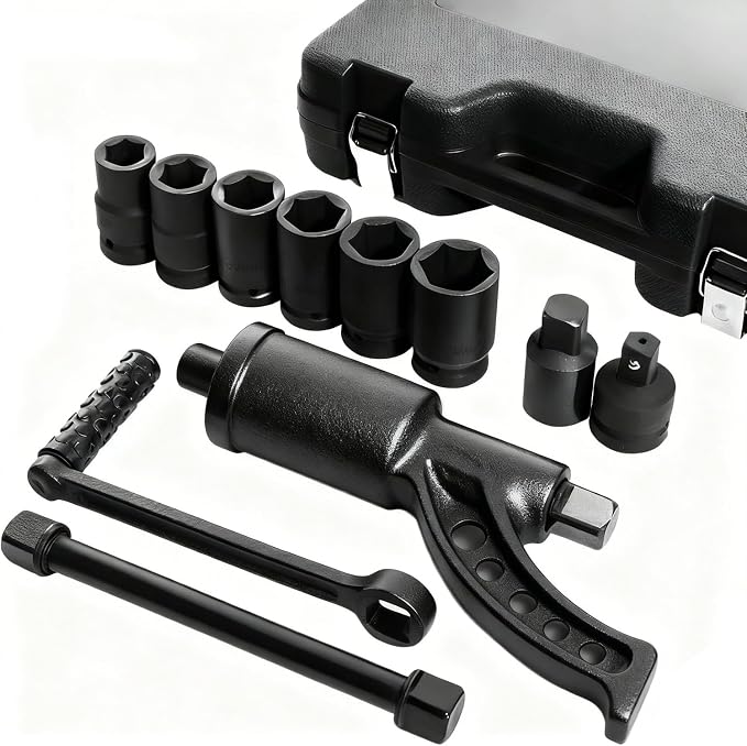 1" Drive Heavy Duty Torque Multiplier Wrench Set, 11 PCS with 21-41mm Sockets Set, 4800 NM 1:64 Labor Saving Lug Nuts Remover for Semi Truck & RVs with Storage Case