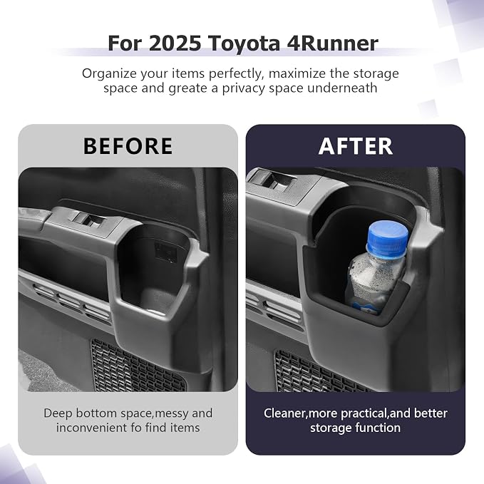 LUWU 2025 4Runner Center Console Cup Holder Compatible with 2025 Toyota 4Runner Interior Accessories Rear Seat Door Side Silicone Cup Holder Insert 4Runner 2025 Accessories
