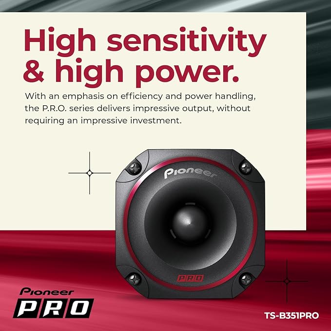 PIONEER P.R.O. Series TS-B351PRO 3.5” Tweeters (Pair) – 250W Max, Perfect for high-SPL Builds and pro-Level car Audio, Bullet Style Tweeter