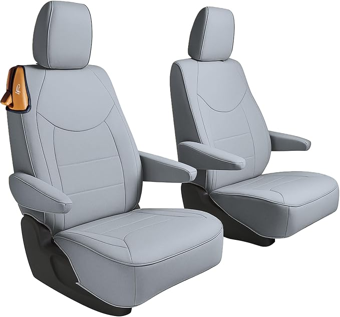 FH Group Custom Fit Car Seat Cover Specefically Made for Chrysler Pacifica 2017-2024 - 2nd Row Set Hybrid, Faux Leather, Solid Gray