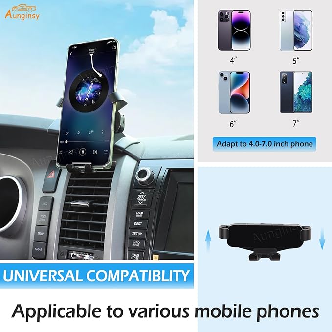 Car Phone Mount Compatible with Toyota Tundra/Sequoia 2007-2013 Center Console Air Outlet Vent Upper Panel Mobile Phone Holder Dashboard Hands-Free Universal Cell Phones Navigation Bracket Accessories