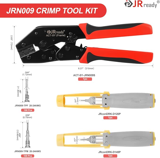 JRready Micro-Fit 3.0 Molex Crimper Pin Extractor Tool Kit MX 3.0 Pins and Sockets Molex Connectors 43031 43030 Series 20-24AWG Crimp Terminals 100Pairs for Micro-Fit Connectors 3.0mm Pitch ST6543