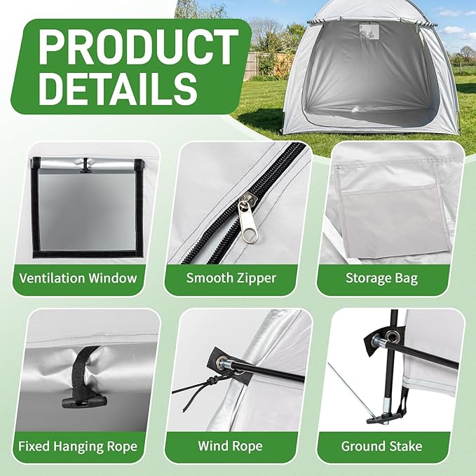 Outvita Bike Tent, Outdoor Portable Bicycle Storage Sheds with 210D Oxford Fabric PU4000 Waterproof Cover for 2-3 Bikes, Storage Cover Shelter for Motorcycle,Garden Tools,Toys,Lawn Mower