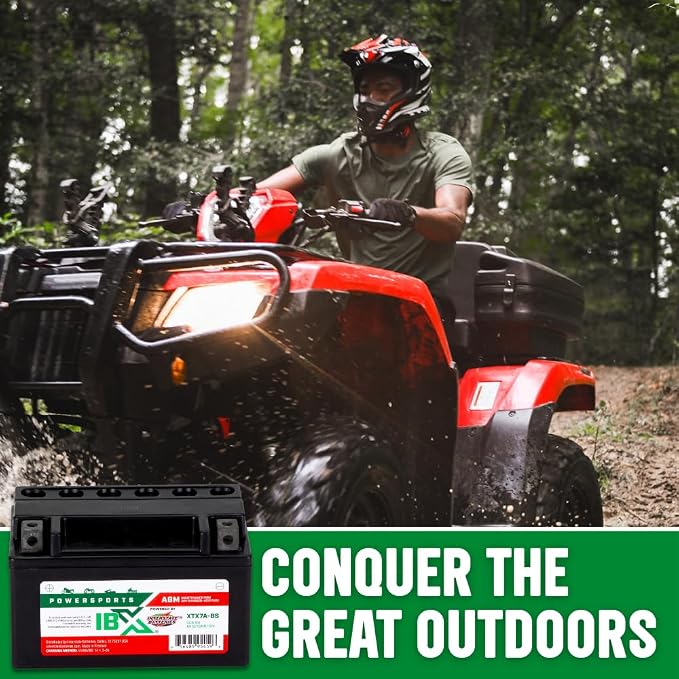 Interstate Batteries YTX7A-BS 12V 6Ah Powersports Battery 90CCA AGM Rechargeable Replacement Battery for Kasea, Aprilia, Kymco, ATVs, Motorcycles, Scooters (XTX7A-BS)