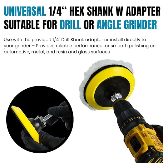 LINE10 Tools Glass Epoxy Resin Plastics Sanding Polishing Kit for Drill or Orbital Sander Polisher or Angle Grinder with Hook and Loop Backing Plate Wool Felt Buffing Pads Green Film Wet Dry Sandpaper