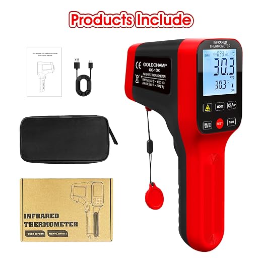 Pyrometer 30:1 Infrared Thermometer-58℉~2912℉, Non-Contact Thermometer, Rechargeable Laser Temperature Gun with LCD Display, Adjustable Emissivity for Grill, Engine, forging (Not for Human)