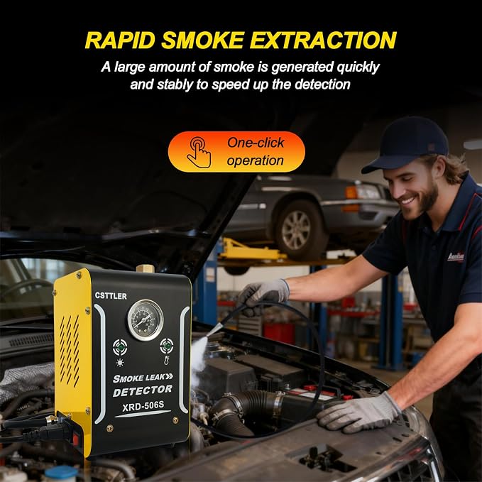 506 New Smoke Machine Automotive with Built-in Air Pump and Pressure Gauge, Automotive Smoke Machine - 12V DC EVAP Smoke Machine for 12V Cars, Motorcycles, Trucks, Boats, ATVs