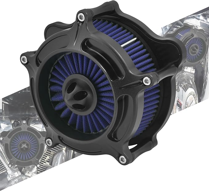 Air Cleaner Filter Aluminum Fit for Harley Touring Road King Street Glide Softail (Black Housing Blue Element, D For M8 Touring 17-23 Trike 17-25 Softail 18-24))