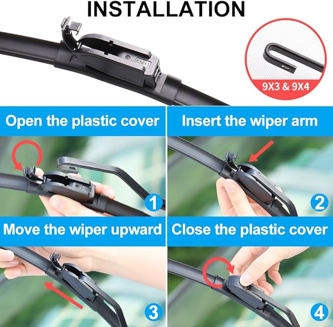 ASLAM Windshield Wipers All-Season Blade Type-M 26"+22",Multifunctional Adapters and Refills Replaceable,Double Service Life(set of 2)