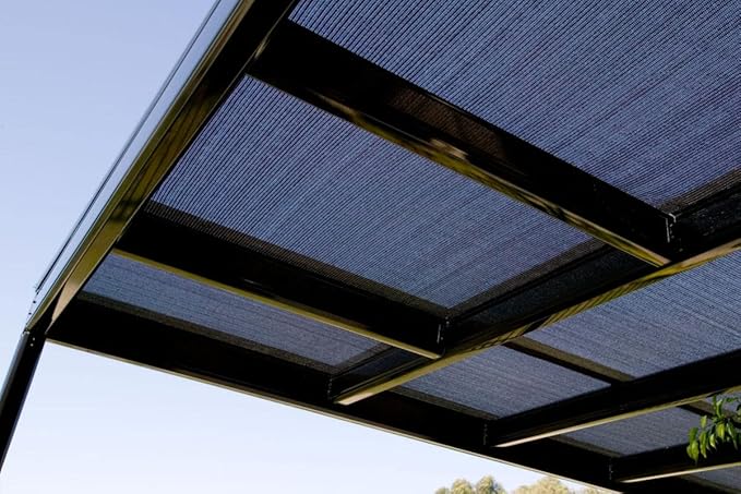 Shatex 90% Shade Fabric 6x20ft Sun Shade Cloth with Grommets for Pergola Cover Canopy Black, 12 Bungee Balls