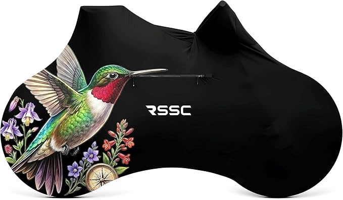 Bike Cover with 5 Zippers, Anti-Scratch Bicycle Storage Guard for Apartment & Garage, Fits Wall Hangers & Car Racks, Dust-Proof Full Protection for Most Bikes (Hummingbird)