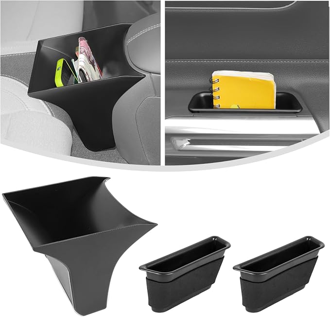 Linskip Back Seat Console Organizer Kit for Ford Mustang Ecoboost, GT, Dark Horse 2024 2025 2026+, Rear Seat Console Organizer + Door Insert(Black)