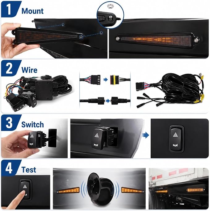 UTV Triangle Turn Signal Kit with 110dB Horn Pre-Wired Plug and Play ATV Blinker Kit with Amber LED Hazard Lights Rocker Switch Universal Street Legal Kit Compatible Polaris Can-Am Golf Cart