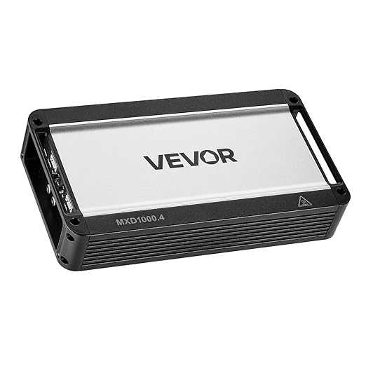 VEVOR 4 Channel Car Audio Amplifier 2 Ohm Stable Bridgeable Class D Full Range Amp Max Power 4 x 500W @ 4 Ohm / 4 x 1000W @ 2 Ohm for Car SUV Truck Off-Road
