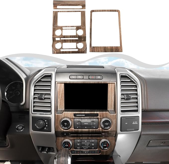 3Pcs Interior Trim Kit Fit for F150 2015-2020, Central Control Navigation Panel/Emergency Light Control Switch/Storage Compartment Decorative Frame