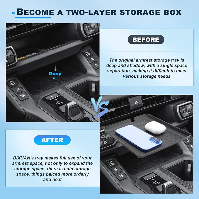 BIXUAN 2026 RAV 4 Front Center Console Organizer for 2026 Toyota RAV 4 Center Console Middle Console Console Tray 2026 RAV 4 Accessories