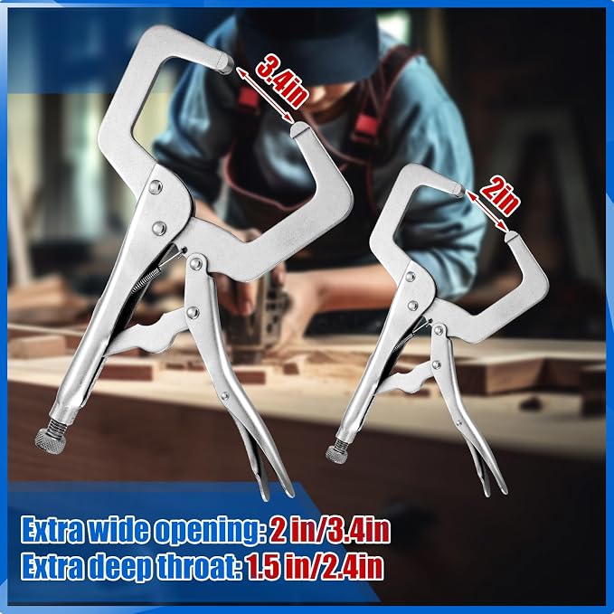 Yexiya 16 Pack 11 Inch 6 Inch Locking C Clamp Locking Pliers Adjustable Welding Clamp Heavy Duty Alloy Steel with Regular Tip for Woodworking Shop Home Farm