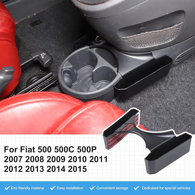 Gear Shift Organizer Tray Compatible with Fiat 500 2007-2024,Cup Holder Auxiliary Storage Box,Center Console Insert Container Secondary Storage Box Interior Accessories 1PCS (for Fiat 500 2007-2015)