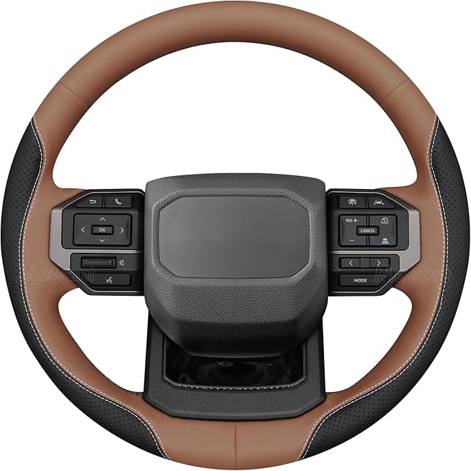 MEWANT Hand Stitch Steering Wheel Cover for Toyota Land Cruiser 2024-2026, Custom Fit DIY Wrap Interior Accessories