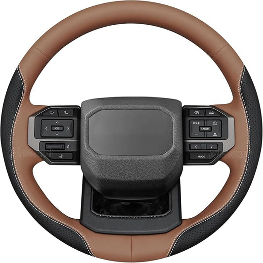 MEWANT Hand Stitch Steering Wheel Cover for Toyota Land Cruiser 2024-2026, Custom Fit DIY Wrap Interior Accessories