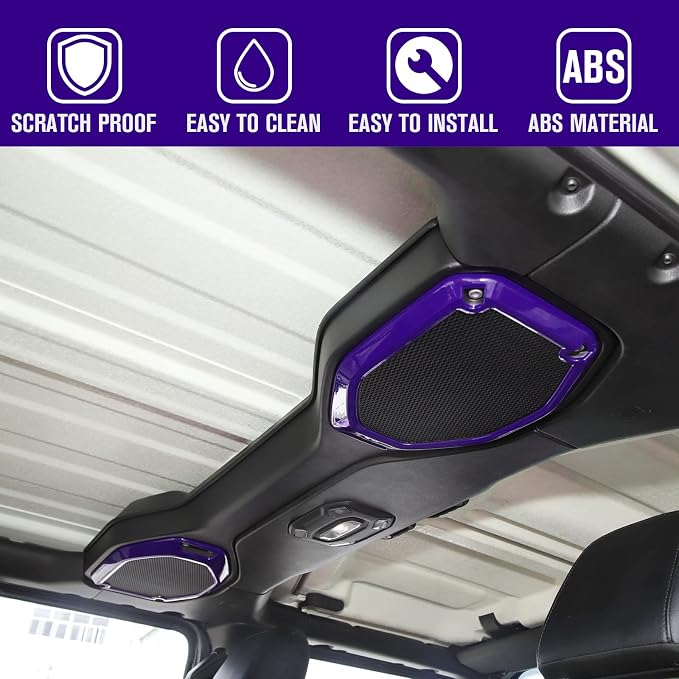 JeCar Purple Interior Speaker Cover Bezel Trim Kit for 2018-2023 Jeep Wrangler JL JLU & Gladiator JT Interior Accessories, 4pcs
