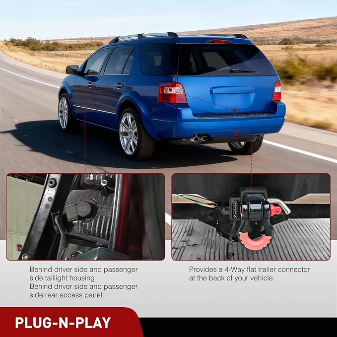 Nilight 4 Pin Trailer Wiring Harness Kit 56329 Vehicle Custom for 2004 2005 2006 2007 2008 2009 2010 2011 2012 Ford Escape Edge Freestar Mazda Tribute Mercury Mariner Lincoln MKX
