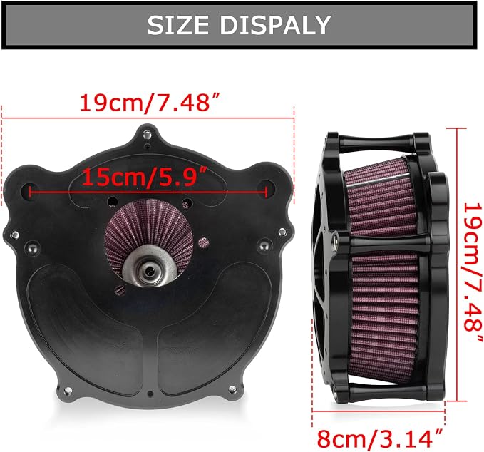 PSLER Air Cleaner Intake Filter Kit for Twin Cam Dyna Softail Touring Red | Billet aluminum, for Twin Cam 1993-2015, Touring Road King Electra Glide Street Glide 1993-2007