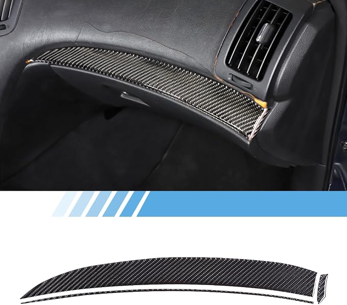 Soft Real Carbon Fiber Center Console Dashboard Panel Decoration Sticker Trim,Fit for Infiniti G-Series 2007-2013 Auto Interior Accessories 3PCS (Black Carbon Fiber)