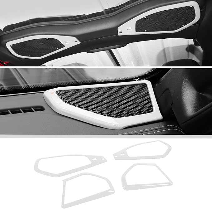 JWWY for Jeep JL Speaker Audio Player Trim Top & A Pillar Cover Trim for 2024-2025 Jeep Wrangler JL JLU & Gladiator JT 4xe Interior Accessories ABS 4PCS White