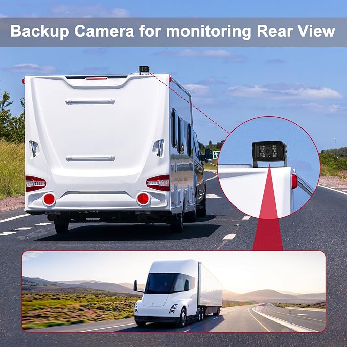 Back Up Camera with Screen, Night Vision Reverse Camera for RV, Truck, Trailer, Van, Camper, Hitch Assistance